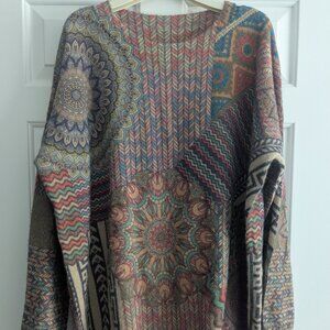 Cozy Mandala Pattern Design Oversize Sweater - Size 3X - Multi Color - Pre owned